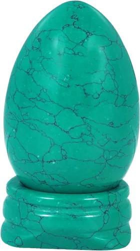 Miniatura 7 de Amogeeli Figura de esfera de huevo de cristal curativo con soporte de piedra, escultura de piedra en forma de huevo para decoración del hogar