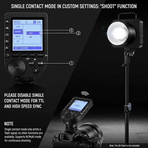 Miniatura 6 de NEEWER QPRO-S TTL Disparador de flash inalámbrico compatible con Sony 1/8000s HSS Pantalla LCD grande Diseño inclinado 5 botones de grupo 9