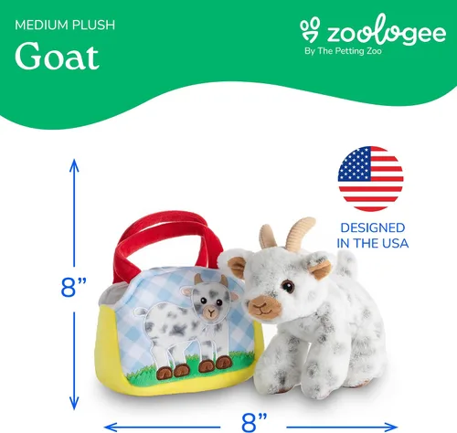 Miniatura 3 de The Petting Zoo Juego de peluche y bolso de cabra, regalos para niños, juguete de animales de vida silvestre, juguete de peluche de cabra blanca