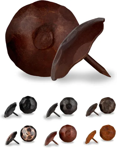 Miniatura 15 de Paquete de 25 clavos decorativos de 1,25 pulgadas de cabeza redonda grande – oxidados – sujetadores rústicos redondos hechos a mano para persiana