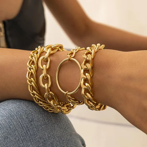 Miniatura 105 de Long tiantian Pulsera de oro gruesa para mujer, pulseras de oro delicadas, pulseras para mujer, pulseras apilables de eslabones de cadena