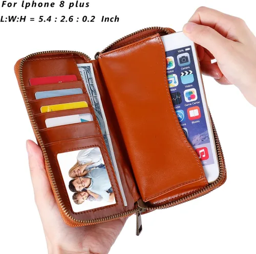 Miniatura 2 de HAWEE - Cartera para teléfono celular, con dos cierres y correa larga extraíble para la muñeca, para mujer