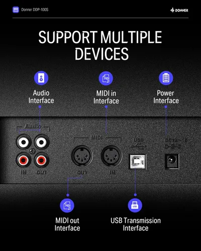 Miniatura 6 de Donner 88 teclas con teclado ponderado, piano vertical premium para principiantes a profesionales, teclado eléctrico de tamaño completo