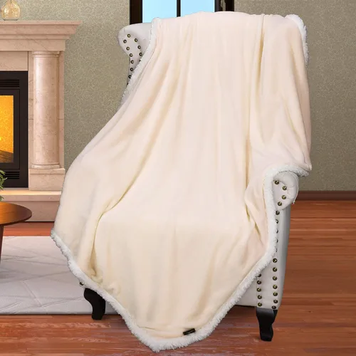 Miniatura 20 de Catalonia Manta Sherpa de Lana Azul Marino, Manta de Felpa de Visón Súper Suave para Sofá, Manta Mullida y Esponjosa para Cama y TV, Mantas Pesadas