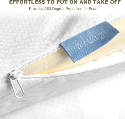 Miniatura 3 de Zenzy 2" Twin Mattress Topper Cover, Oeko-TEX Certified, Ultra-Soft Zippered Topper Protector with Adjustable Straps, Washable (Cover Only)