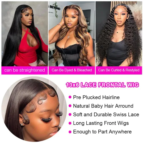 Miniatura 5 de Pelucas de cabello humano con cierre de encaje sin pegamento, prearrancado, con cabellos nacientes, estilo brasileño, para afroamericanas