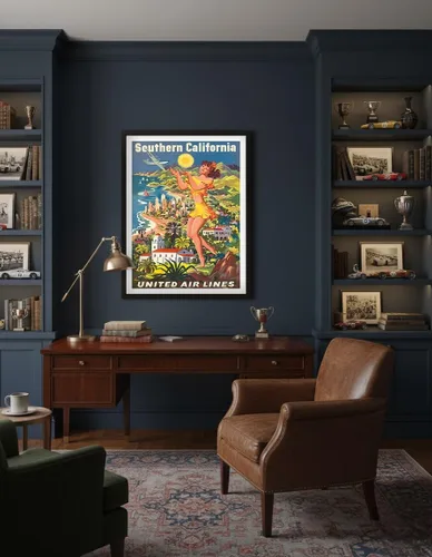 Miniatura 4 de Southern California - United Air Lines - Vintage Airline Travel Poster by Joseph Fehér c.1950 - Master Art Print (Unframed) 6in x 9in
