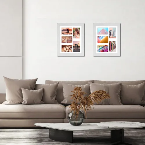 Miniatura 87 de Marcos de Fotos Collage de 13.5X15.5 con 7 Aberturas para Fotos de 4X6, Marco de Fotos Múltiples con Paspartú para Decoración de Pared, Grano