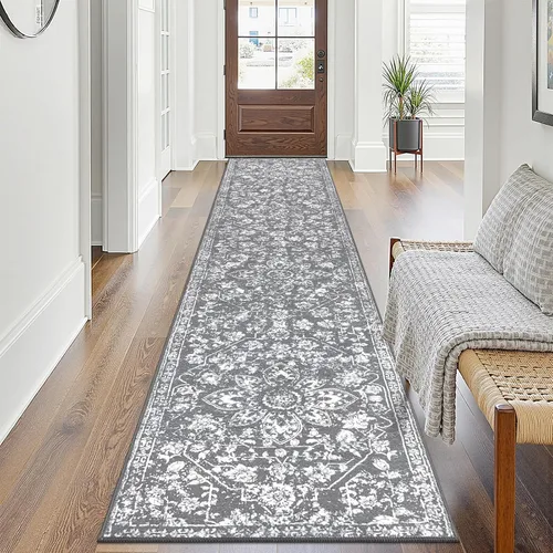 Miniatura 19 de Pauwer Alfombra vintage de flores 2 x 3 pulgadas, estilo envejecido, antideslizante, de pelo bajo, tapete para entrada, interior, pequeña, retro