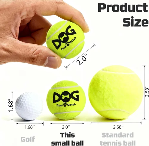 Miniatura 6 de INSUM Paquete de 20 pelotas de tenis pequeñas para perros, pelotas chirriantes de 2 pulgadas con bolsa de malla, certificado SGS, duraderas,