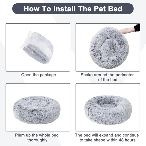 Miniatura 5 de ELSKER&HOME Cama relajante para perros, cama lavable en forma de dona, acolchada y con calentamiento, redonda de 30 pulgadas para perros medianos