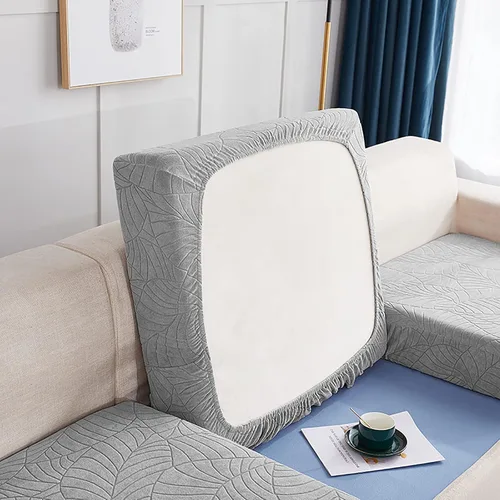 Miniatura 14 de Fundas de cojín impermeables para asiento de sofá, fundas elásticas de cojín de jacquard de elastano, protector de muebles grueso con parte inferior