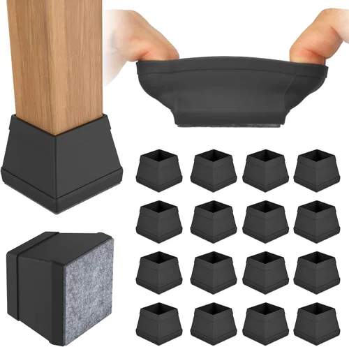 Protectores cuadrados para patas de silla para pisos de madera dura, 24 piezas de tapas de silicona para patas de muebles para prevenir rayones en
