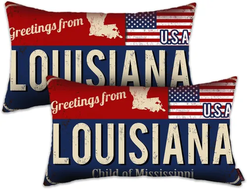 Miniatura 44 de Juego de 2 fundas de almohada de Florida de 12 x 20 pulgadas, decoración de recuerdo de Florida, funda de almohada lumbar con diseño de bandera
