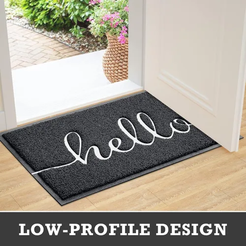 Miniatura 5 de Alfombra de puerta CozyBounty Hello Mats - tapete antideslizante para interiores y exteriores de bajo perfil para entrada, tapete de piso