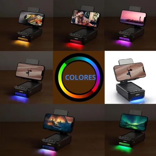 Miniatura 7 de Regalos para hombres, soporte para celular con altavoz Bluetooth y luz LED que cambia de color, regalos únicos para mujeres, papá, esposo