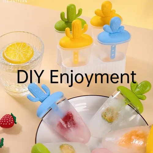 Miniatura 5 de AuraGlor Juego de moldes para paletas de cactus, moldes familiares para hacer helados, accesorios de cocina congelados, fácil liberación, saludable