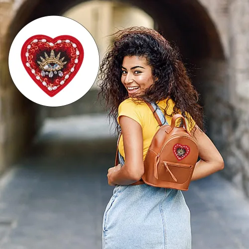 Miniatura 6 de INFUNLY Parches de ojos malvados con cuentas en forma de corazón, parches bordados con strass, 3 estilos de lentejuelas, parches de aplique