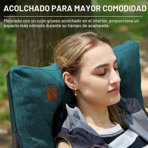 Miniatura 2 de EVER ADVANCED Silla de camping plegable acolchada de gran tamaño para adultos, silla de césped resistente con bolsillos laterales, silla portátil