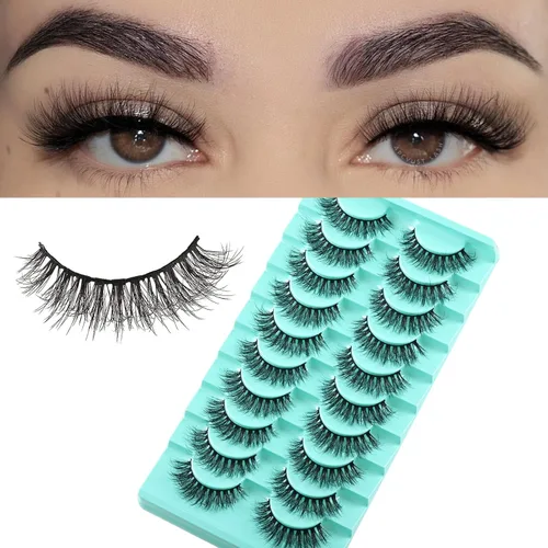 Miniatura 18 de APCYUST Pestañas postizas Wispy, pestañas naturales de visón, tiras de pestañas de visón, aspecto natural, pestañas falsas semi-Wispy, paquete