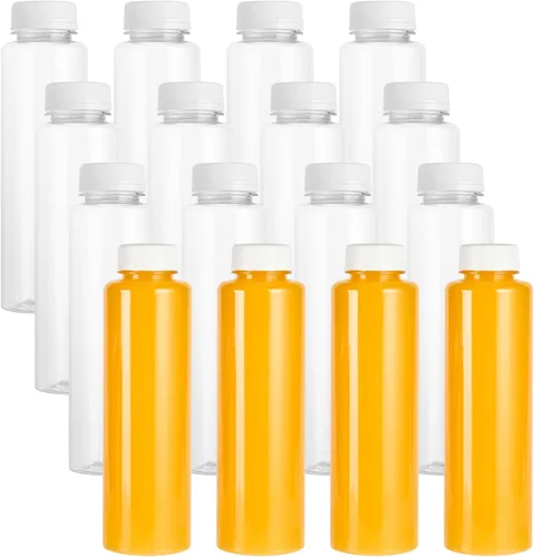 Miniatura 16 de Botella de plástico transparente redonda de 8 onzas para jugo prensado en frío - con tapa de seguridad, libre de BPA - 5,7 x 5,7 x 24,8 cm - caja