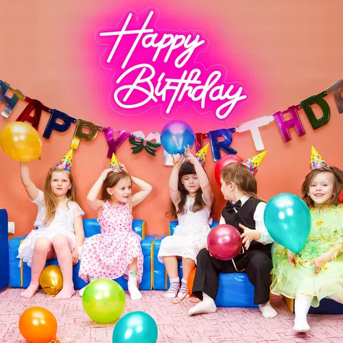 Miniatura 9 de Letrero de neón de feliz cumpleaños para decoración de pared, letrero de neón LED alimentado por USB con brillo regulable, ideal para fiestas