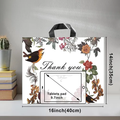 Miniatura 2 de WAKAKO Paquete de 60 bolsas de agradecimiento para negocios, bolsas de regalo de plástico reutilizables para compras al por menor con asa de bucle