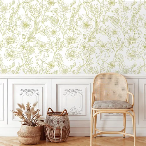 Miniatura 5 de GloryTik Papel Tapiz Floral Despegable y Adhesivo Papel de Contacto Moderno Blanco y Dorado Removible Autoadhesivo para Baño Dormitorio Gabinetes