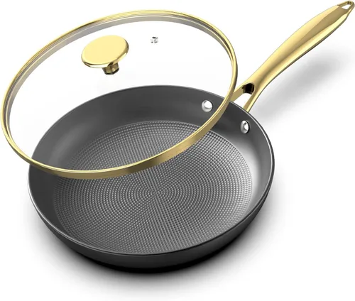 imarku Sartenes Antiadherentes, Sartén de 10 Pulgadas con Tapa, Sartenes Profesionales de Hierro Fundido Antiadherentes, Sartenes Antiadherentes con