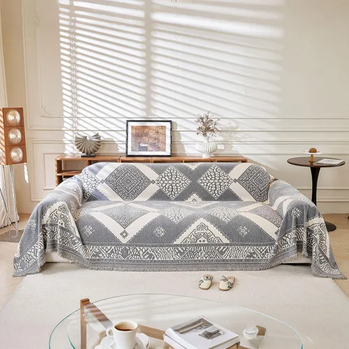 Miniatura 26 de ROOMLIFE Manta Funda Azteca Bohemia para Sofá, Decoración del Hogar Estilo Granja, Fundas de Sofá para Loveseat, Sofás de 2/3 Cojines, Apta