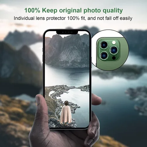 Miniatura 4 de Jeluse [Paquete de 2 protectores de lente de cámara diseñados para iPhone 13 Pro/iPhone 13 Pro Max, protector de pantalla de vidrio templado 9H