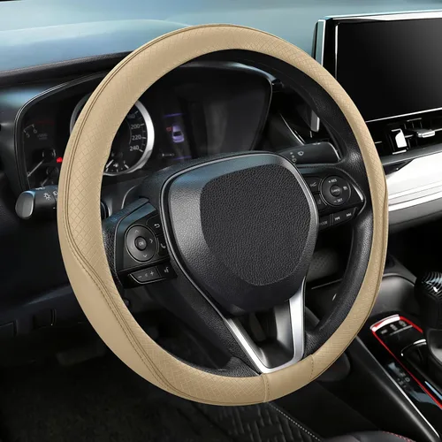 Miniatura 9 de SEG Direct Funda para volante de automóvil negra de tamaño pequeño de 14-14.25 pulgadas (35.5-36 cm), para Prius Civic Modelo 3 Modelo Y Camaro