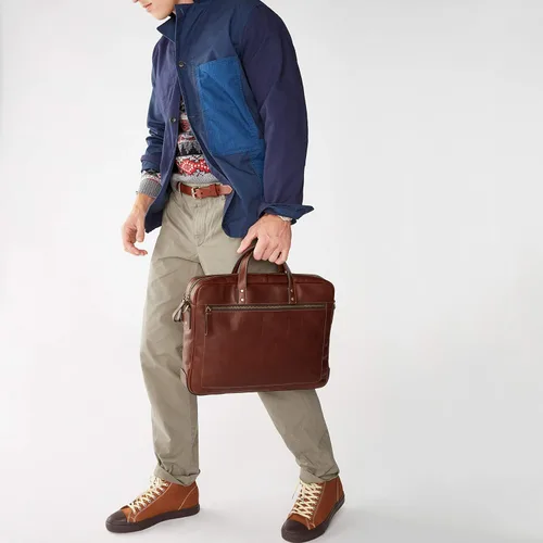 Miniatura 7 de Fossil Haskell - Maletín de cuero o tela para hombre Coñac