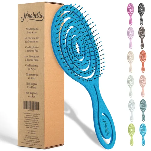 Miniatura 24 de Ninabella Cepillo desenredante para cabello para mujeres y hombres, no tira, cepillos alisadores para cabello liso y rizado, cepillo único en Crema