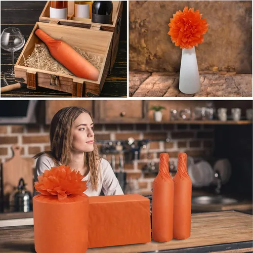 Miniatura 4 de Undemouc 100 hojas de papel de seda naranja de 20 x 14 pulgadas, papel de seda a granel para envolver bolsas, para manualidades, cumpleaños, bodas