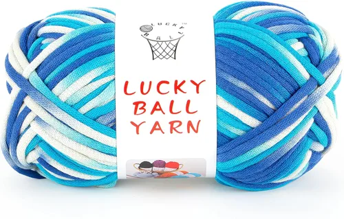 Miniatura 13 de LUCKY BALL Hilo para ganchillo, 3.53 oz/109 yardas, 70% algodón, 30% nailon, #5, hilo de tubo voluminoso para tejer, para bolsos, sombreros