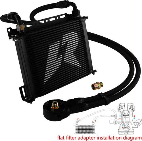 Miniatura 3 de Transmisión universal del motor de aluminio AN10 30 hileras kit de enfriador de aceite con soporte + manguera adaptadora+kit de ventilador de 7