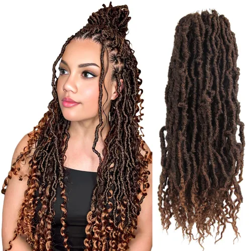 Miniatura 40 de BOHOBABE Rastas Falsas de Cabello de Ganchillo de 30 Pulgadas, Rastas Suaves Boho de Ganchillo con Puntas Rizadas, Rastas Largas de Diosa Bohemia