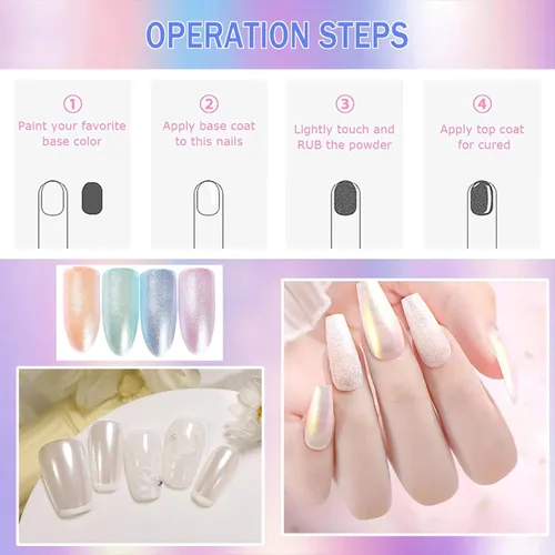 Miniatura 5 de Polvo de uñas de cromo perla blanca, polvo de uñas blanco nacarado, purpurina en polvo sinfonía perla de sirena neón para uñas, el polvo es fino