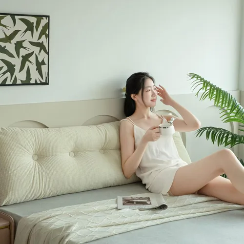 Miniatura 3 de Almohada de cuña de cama para cabecero triangular, almohadas de lectura para sentarse en la cama, apoyo, respaldo, beige, 47 x 4.7 x 15.7 pulgadas