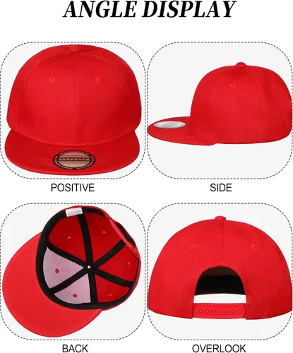 Miniatura 4 de 15 Pack Snapback Hats for Men Hip Hop Style Hats Solid Baseball Hats Adjustable Snapback Cap Flat Brim Baseball Caps