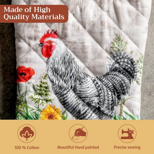 Miniatura 3 de Maison d' Hermine - Guante de horno doble de 7 x 13 pulgadas, con bucle, 100 % algodón, resistente al calor, cocinar, sartenes, hornear, microondas