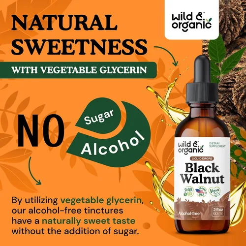 Miniatura 6 de Wild & Organic Tintura de Nuez Negra - Limpieza Desintoxicante con Extracto de Cáscara de Nuez Negra - Suplemento Herbal para Desintoxicación