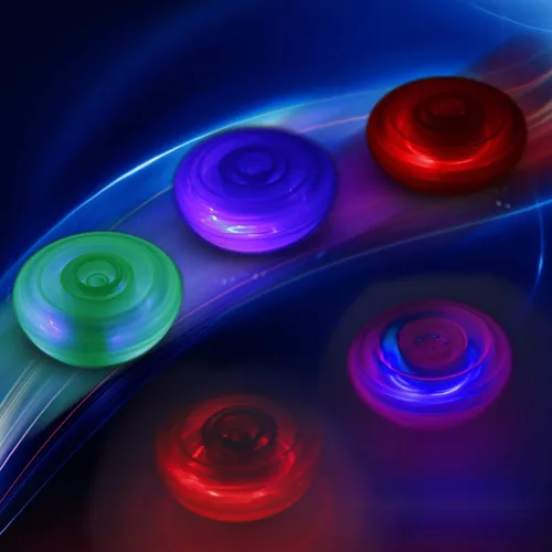 Miniatura 3 de Paquete de 12 tops giratorios iluminados – Tops giratorios OVNI con giroscopio, juguete LED intermitente a granel, recuerdos de fiesta novedosos