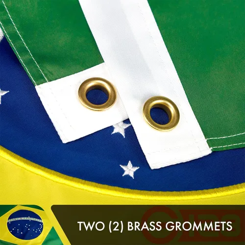 Miniatura 3 de G128 Bandera brasileña de Brasil, 3 x 5 pies, serie doble ToughWeave bordado de poliéster 210D de doble cara, bandera de país, diseño bordado
