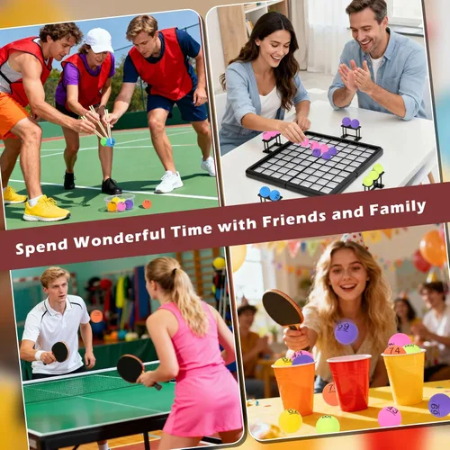Miniatura 6 de SelfTek 100 pelotas de tenis de mesa numeradas para sorteo de cerveza pingpong de 1.575 in, bolas de lotería impresas con números