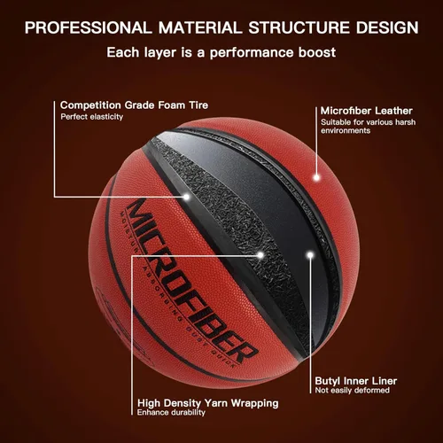 Miniatura 6 de KUYOTQ Kids Toddler Youth Adult Size 3/4/5/6/7 Basketball 22/25.5/27.5/28.5/29.5" Thickened Rubber or Faux Leather Indoor Outdoor Basketball for
