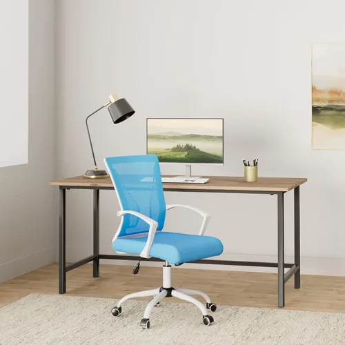 Miniatura 2 de Modern Home Zuna Silla de oficina con respaldo medio, respaldo ergonómico de malla con respaldo de malla (blanco/azul)