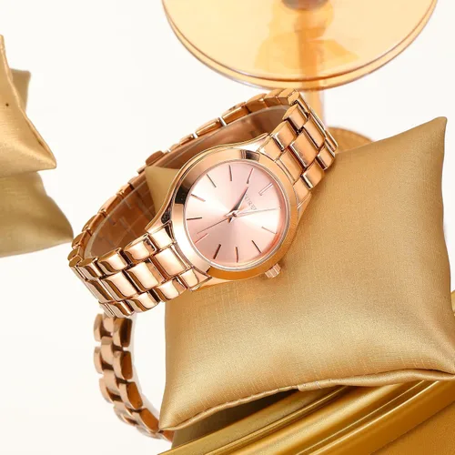 Miniatura 4 de BUREI Reloj de negocios para mujer con fecha de día, movimiento de cuarzo analógico, pulsera de acero inoxidable de oro plateado, reloj de moda