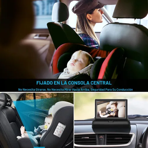Miniatura 4 de Espejo de coche para bebé con pantalla de función de visión nocturna HD de 4.3 pulgadas, cámara de seguridad para asiento de automóvil con amplia